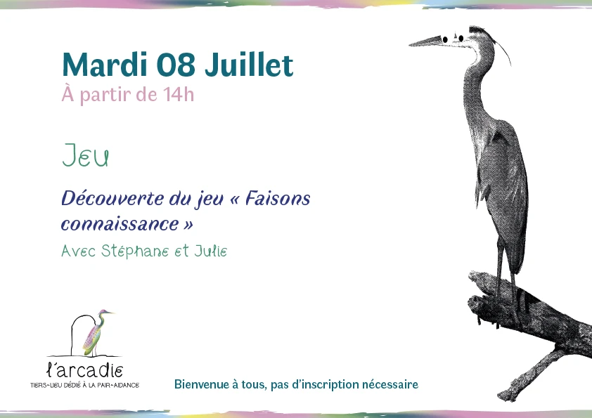 Visuel représentant un héron et des informations concernant la permanence du 08 juillet 2025