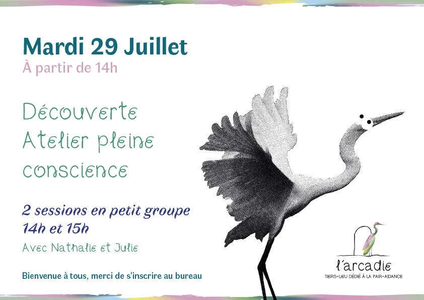 Visuel représentant un héron et des informations concernant la permanence du 29 juillet 2025