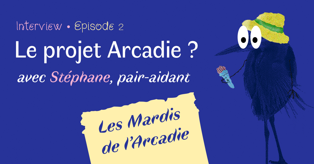 Héron avec des yeux BD qui tient un micro